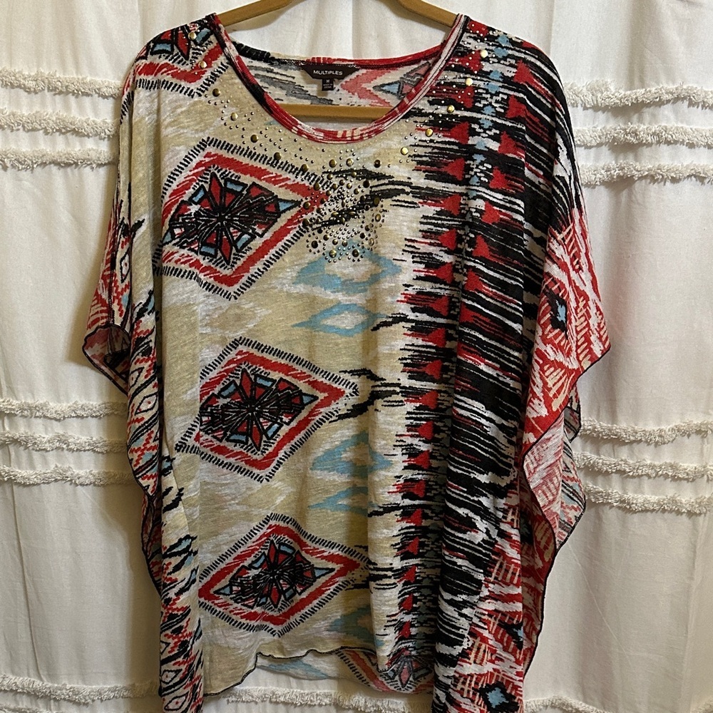 Multiples Multicolor Geometric Women's Blouse size medium